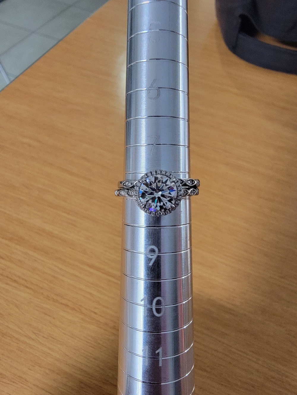 Silver-Tone Round Halo Engagement Ring with CZ - Women Jewelry